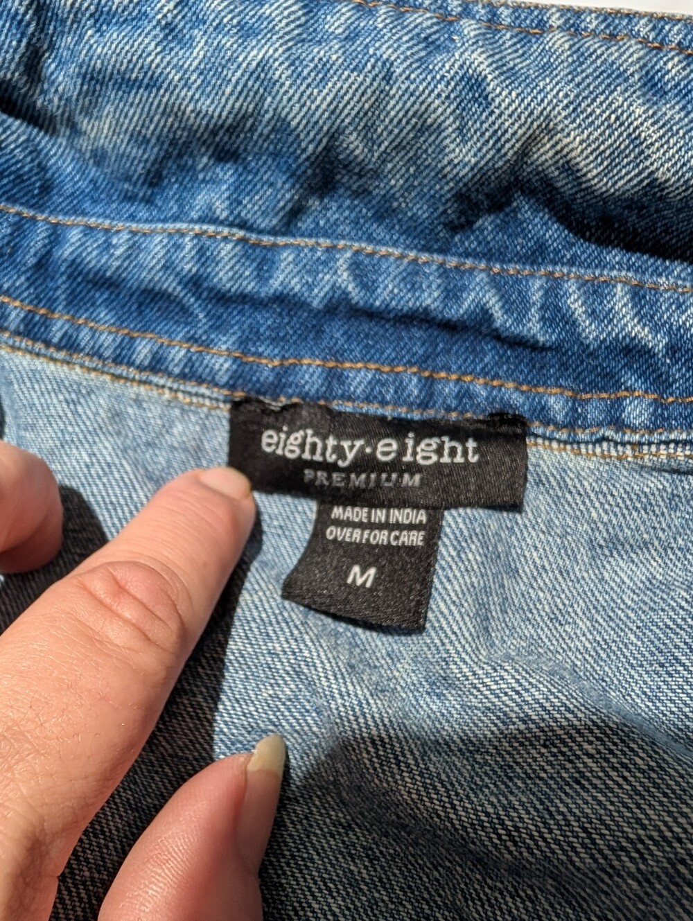 Eighty Eight Blue Denim Jacket with Contrast Stitching **Missing Button** - Picture 3 of 6